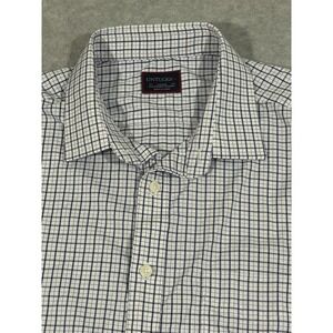 UNTUCKIT  long sleeve plaid shirt‎ Button Up Performance Large White Blue